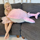 Tezituor 4ft Giant Whale Stuffed Animal, 43.3 inch Large Stuffed Pink Whale Plush Ocean Toys, Hugging Soft Whale Plush Pillow fo