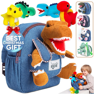 Toddler Dinosaur Backpack W Plush Dinosaur Toys For Kids 2-5, Gifts For 2-5 Year Old Boys, Girls