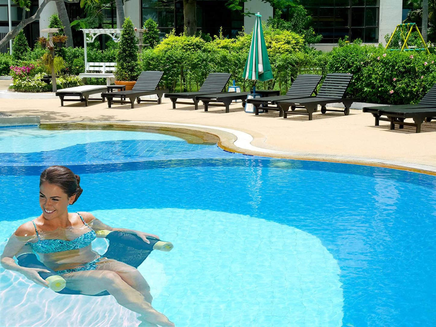 The Dreidel Company Pool Noodle Mesh Chair For Floating Pool Noodle, Only Swimming Net Lounge Chair Seat, Great For Water Relaxation (4-Pack)