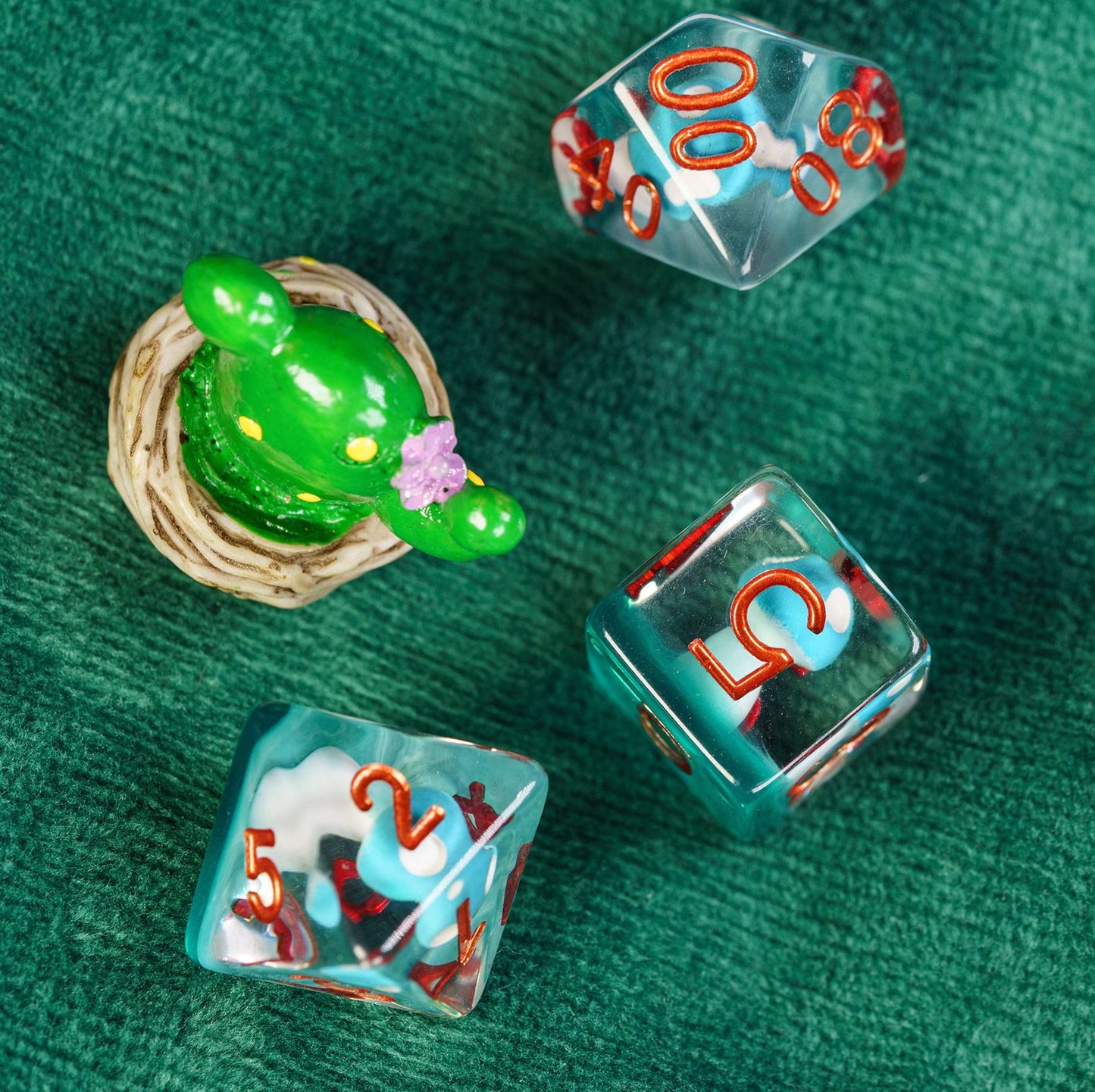 UDIXI 7PCS DND Dice Set, Polyhedral Dice Set D&D Filled with Blue Mushroom, for Dungeons and Dragons Role Playing Games Tabletop