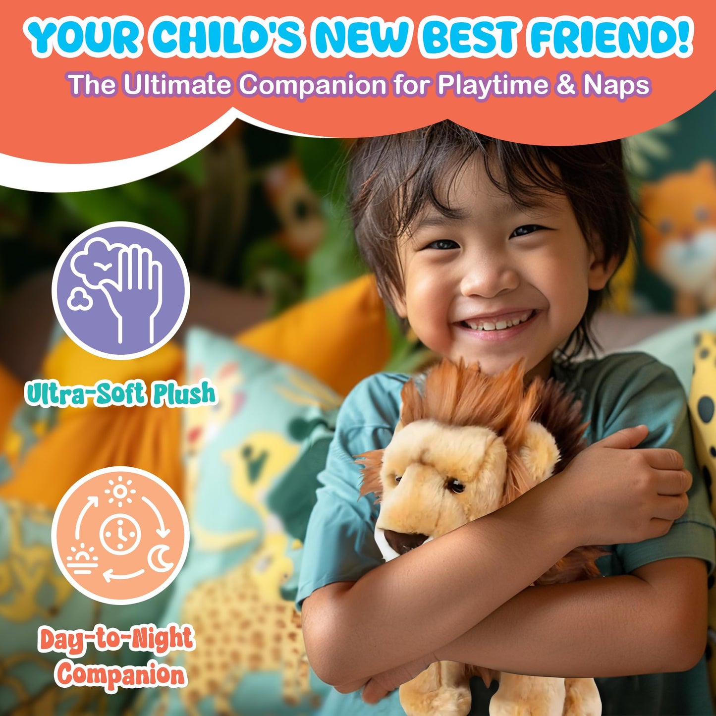 Forest & Twelfth 12' Stuffed Lion Plush, Heirloom Collection Stuffed Animal, Premium Materials, Best Gift For Kids Age 3+, Nursery And Room Decor (12'' Lion)