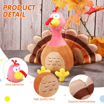 4 Pieces Plush Turkey Stuffed Animals 8 Inch Soft Thanksgiving Turkey Bird Plush Toys Fall Autumn Harvest Thanksgiving Ornaments