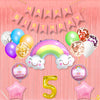 5Th Rainbow Theme Happy Birthday Banner Decoration Light Pink For 5 Year Baby Boys Girls Kids 5 Pc Rainbow 10 Pc Multicolor Ball