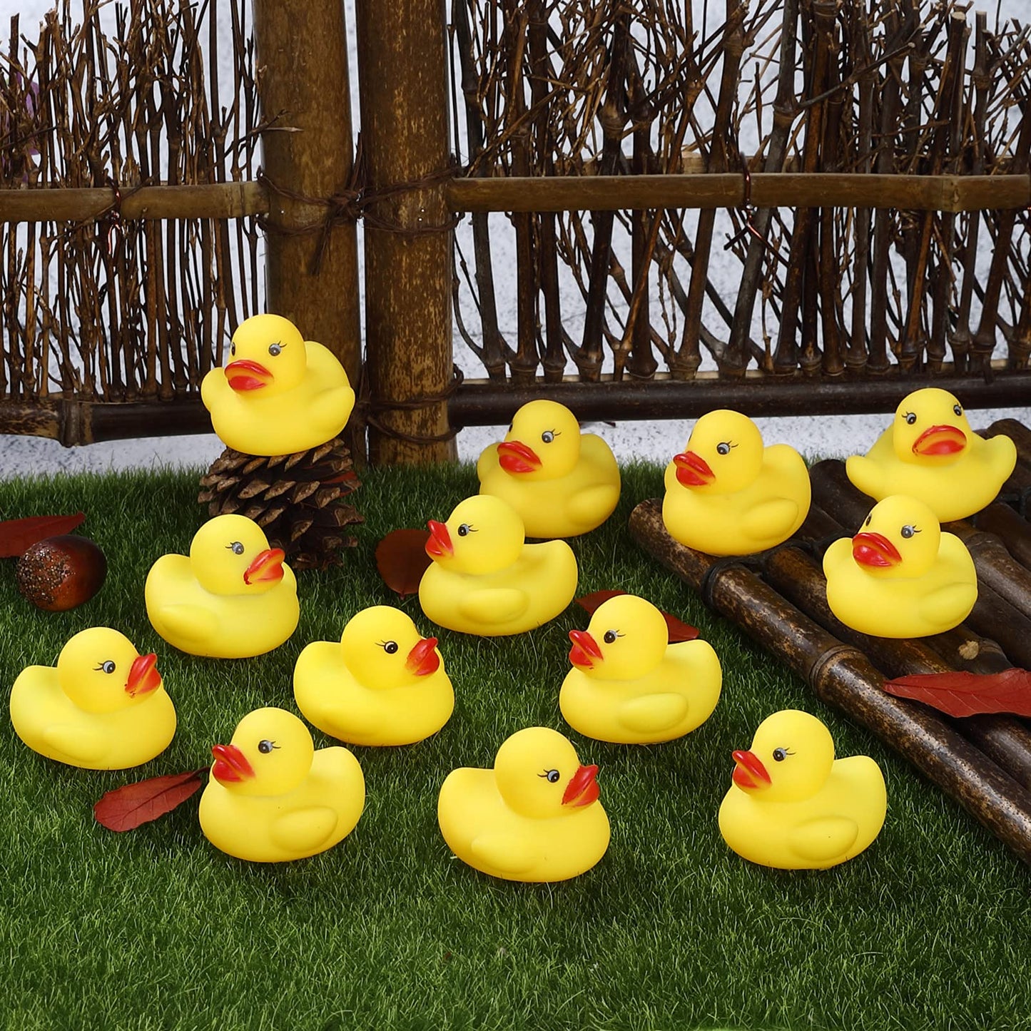 Jttjdb 50-Pieces Float & Squeak Mini Rubber Duck Baby Bath Ducky Sound Shower Toys For Kids