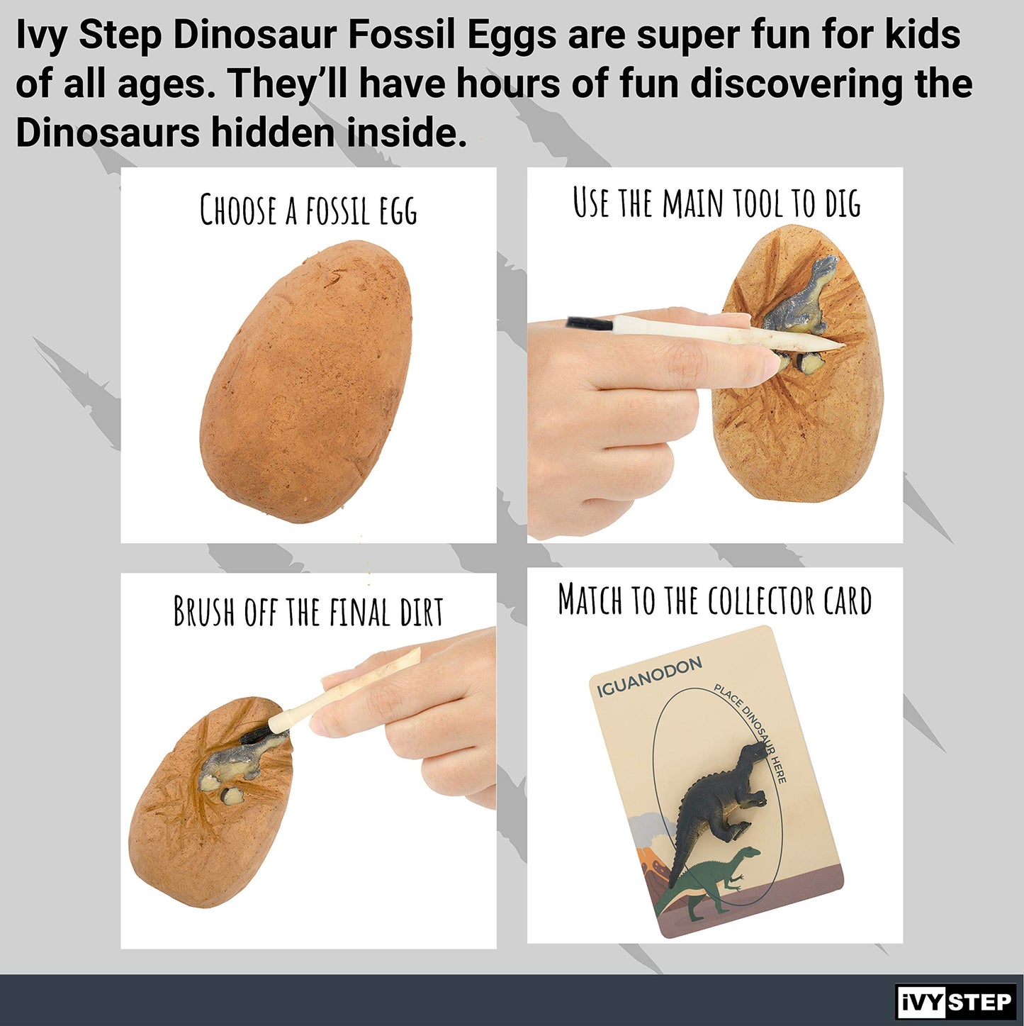 Dinosaur Fossil Dig Kit - Kids Explorer Kit W/ Egg Excavation Tools - Toy Dinosaur Eggs, Chisel Tools, Dinosaur Play Cards, Explorer Flashlight, & Magnifying Glass - Kid Toys, Kids Gift, Party Favors