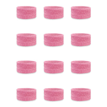 Couver Kids Children 1 Inch - Light Pink Cotton Terry Cloth Wristband for School, Church, YMCA Activities or evens(6 Pairs)