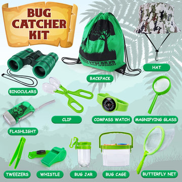 Essenson Bug Catcher And Kids Explorer Kit, Outdoor Bug Catching Explorer Adventure Kit With Binoculars, Summer Outdoor Toys For