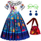 Foierp Mirabel Dress For Kids Encanto Costume For Toddler Birthday Party Cosplay Dress Up Clothes With Bag Glasses Earrings 140