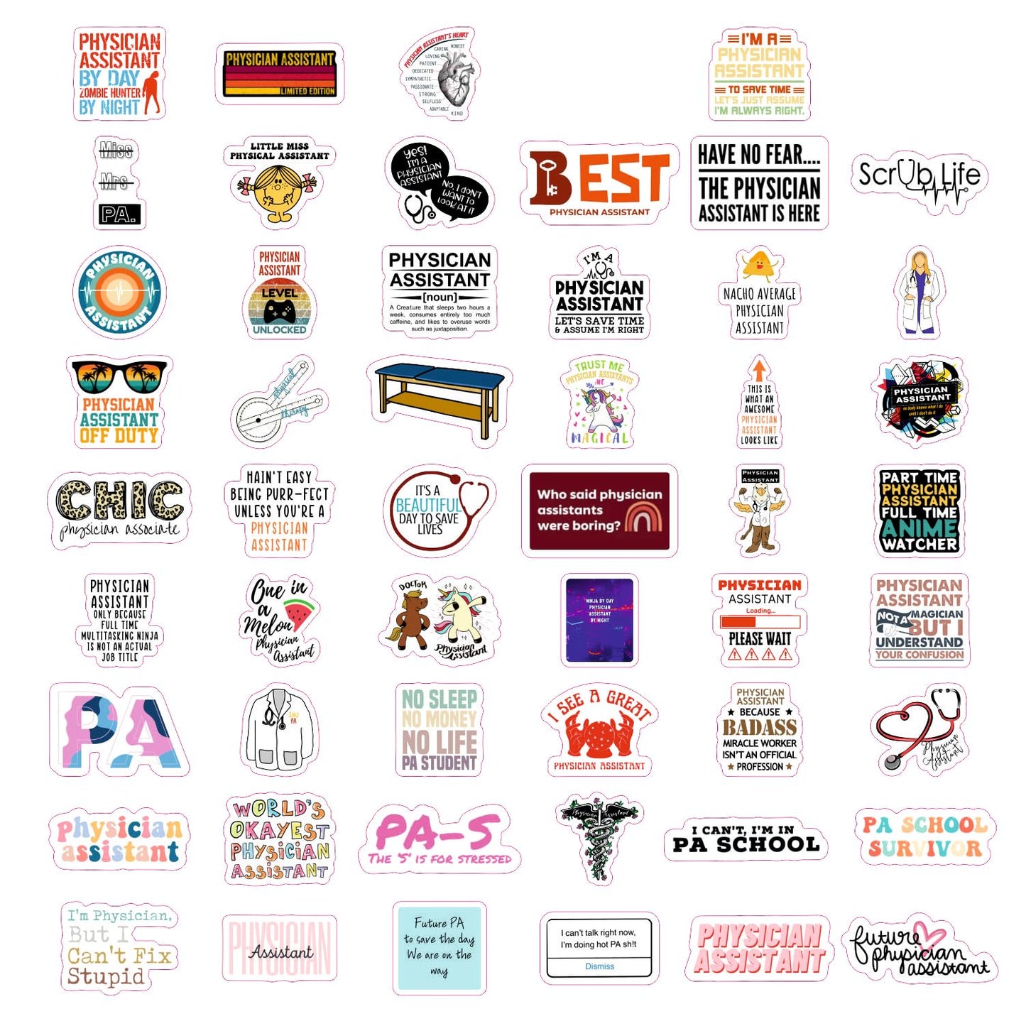 Bulbacraft 100Pcs Physician Assistant Laptop Stickers, Physician Assistant Gifts For Women, Pa Week Gifts, Pa Gifts For Women, P
