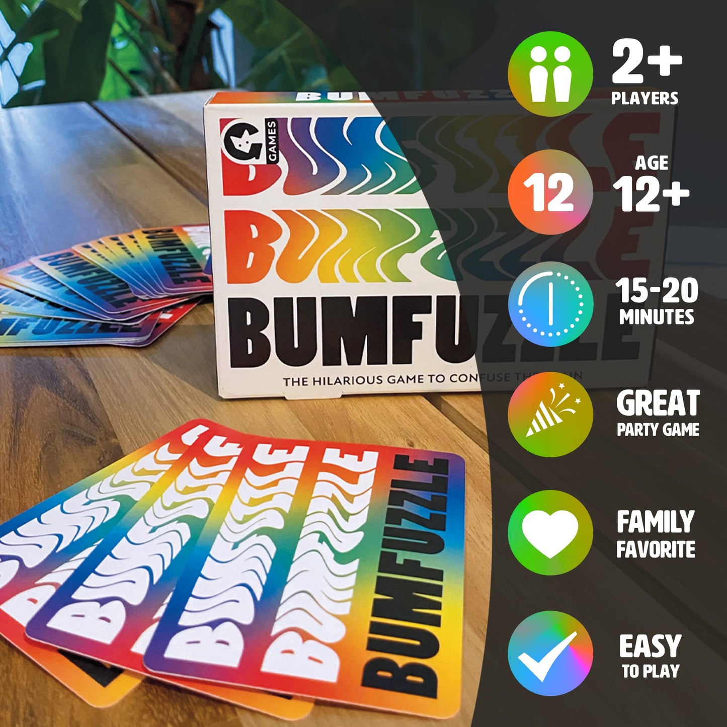 Ginger Fox - Bumfuzzle Card Game, Quick-Thinking Card Games For Adults & Kids, Hilarious Family Card Games, Fast-Paced Card Games For Family Game Night, Sleepover & Parties, Age 12+, 80 Cards
