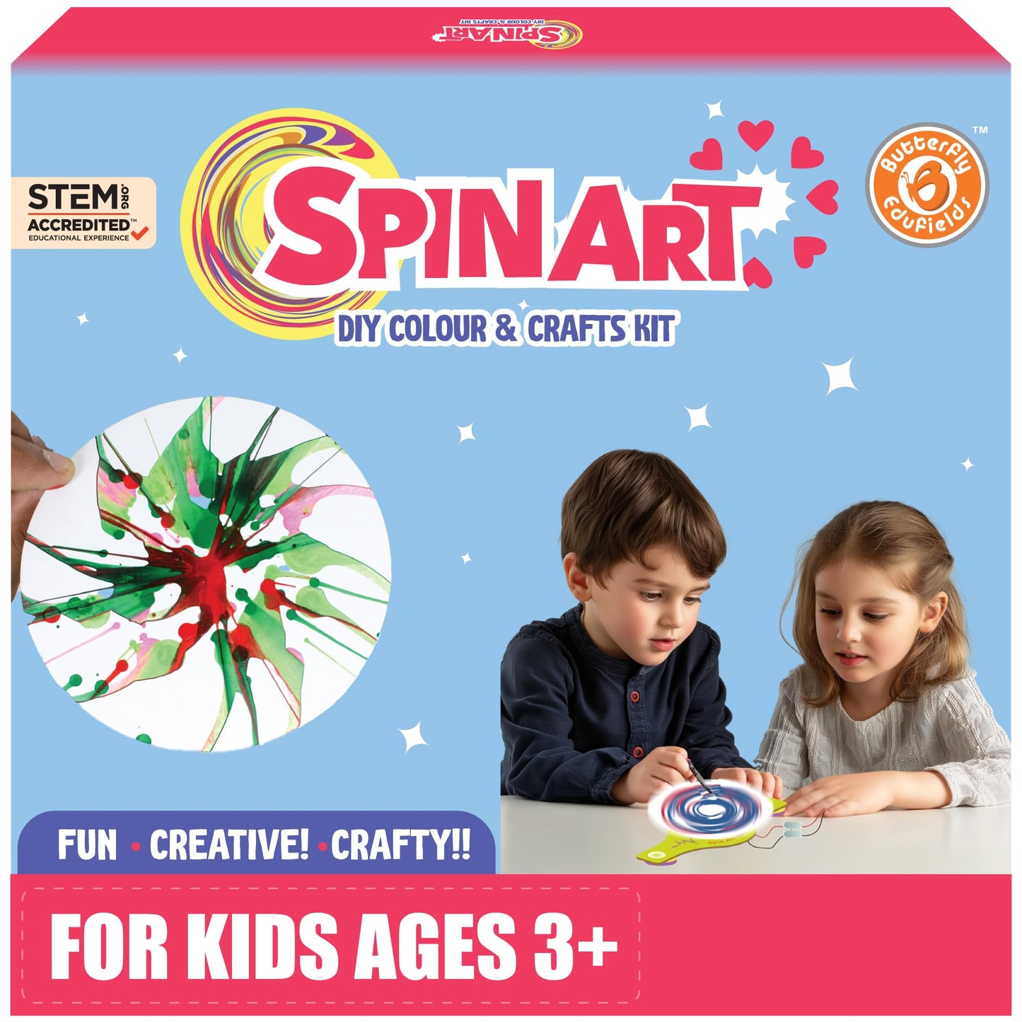 Butterfly EduFields Spin Art & Craft Kit for Kids | Educational Birthday Gift for 3+ 4 5 6 7 Year Old Boys and Girls| DIY Painti