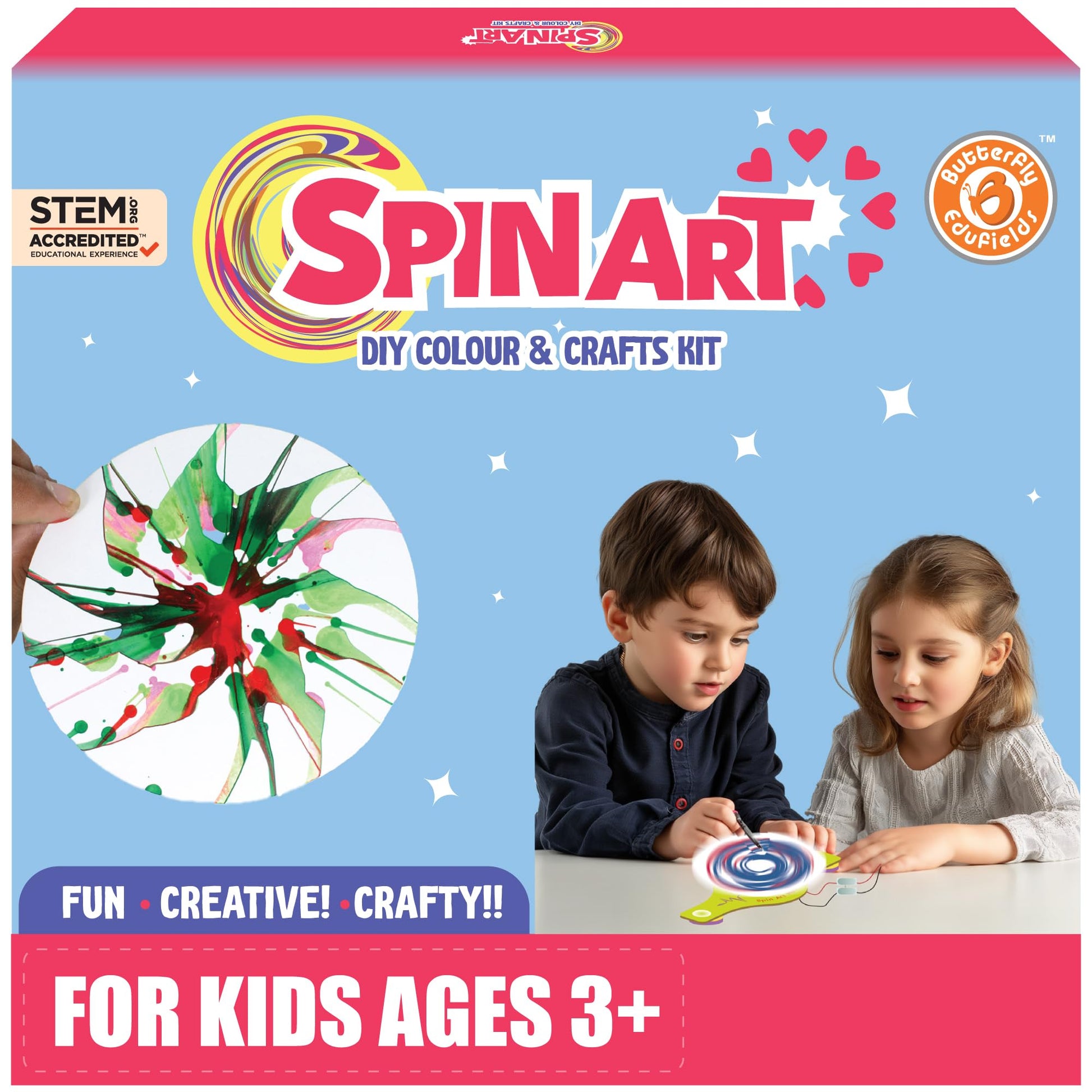 Butterfly EduFields Spin Art & Craft Kit for Kids | Educational Birthday Gift for 3+ 4 5 6 7 Year Old Boys and Girls| DIY Painti