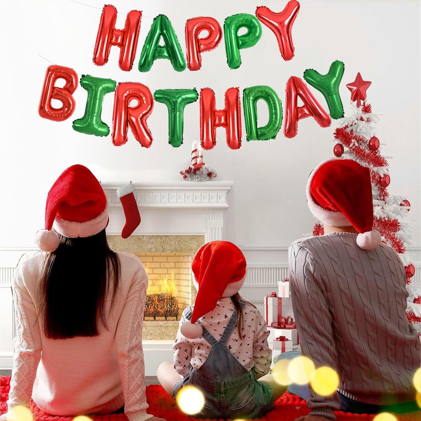 TONIFUL Mylar Foil Birthday Banner, 16 Inch Red Green Happy Birthday Sign for Kids & Adults Party Decorations