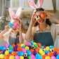 Surcvio [6 Surprise Golden Eggs] 200 Pack 2.3 Inch Plastic Easter Eggs, Empty Easter Eggs Fillable, Bright Colors Plastic Eggs B