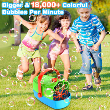 Bubble Machine Durable Automatic Bubble Blower, 18000+ Big Bubbles Per Minute Bubbles For Kids Toddlers Bubble Maker Operated By Plugin Or Batteries Bubble Toys For Indoor Outdoor Birthday Party