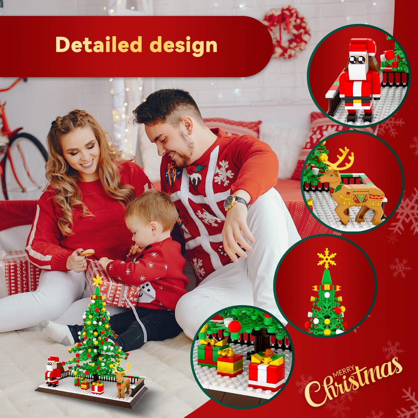 Eelexa Christmas Tree Building Block: Festive Figures Building Set with Santa Claus  586 PCS for 6+ Ages Kids  Boys  Girls  mature-themed