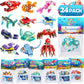 Asoulin Valentines Day Gifts For Kids, 24 Pack Sea Animal Building Block Set With Valentines Day Cards For Kids Classroom School