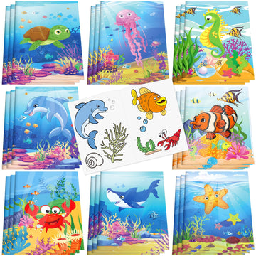 Fulmoon 48 Pcs Mini Summer Coloring Books Bulk for Kids Cute Ocean Animals DIY Art Drawing Books Bulk Kids Summer Birthday Party