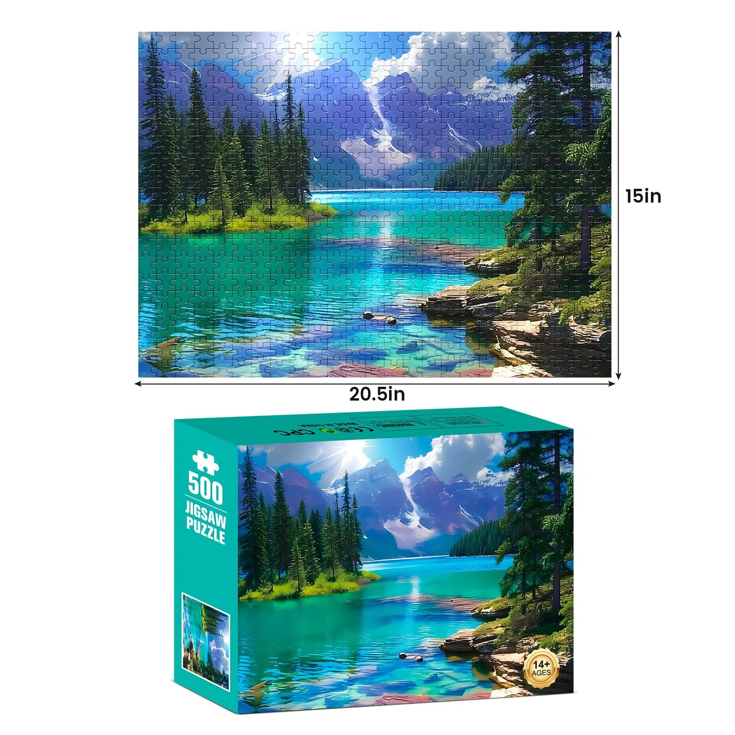 500 Pieces Puzzles for mature-themed Jigsaw Puzzle 500 Piece Puzzle Children Elderly Puzzle Mountain Forest Lake Puzzle Gift for Mom Dad Family Friend Family Activity Games Home Decor Wall Art 20.5x15IN