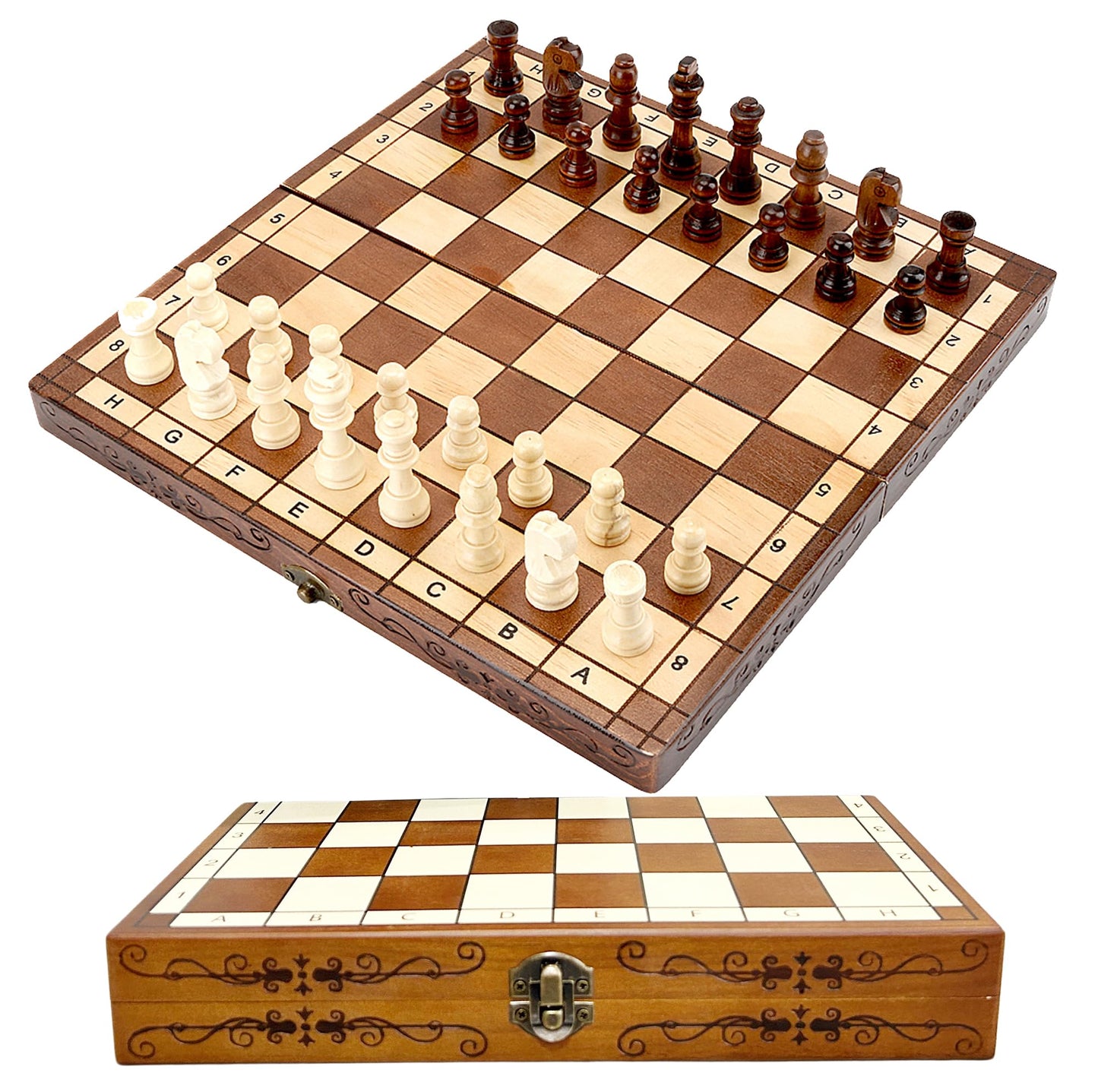 Syrace Folding Hand Crafted Wooden Chess Set Chess Board For Kids And Adults 30 X 30 Cm