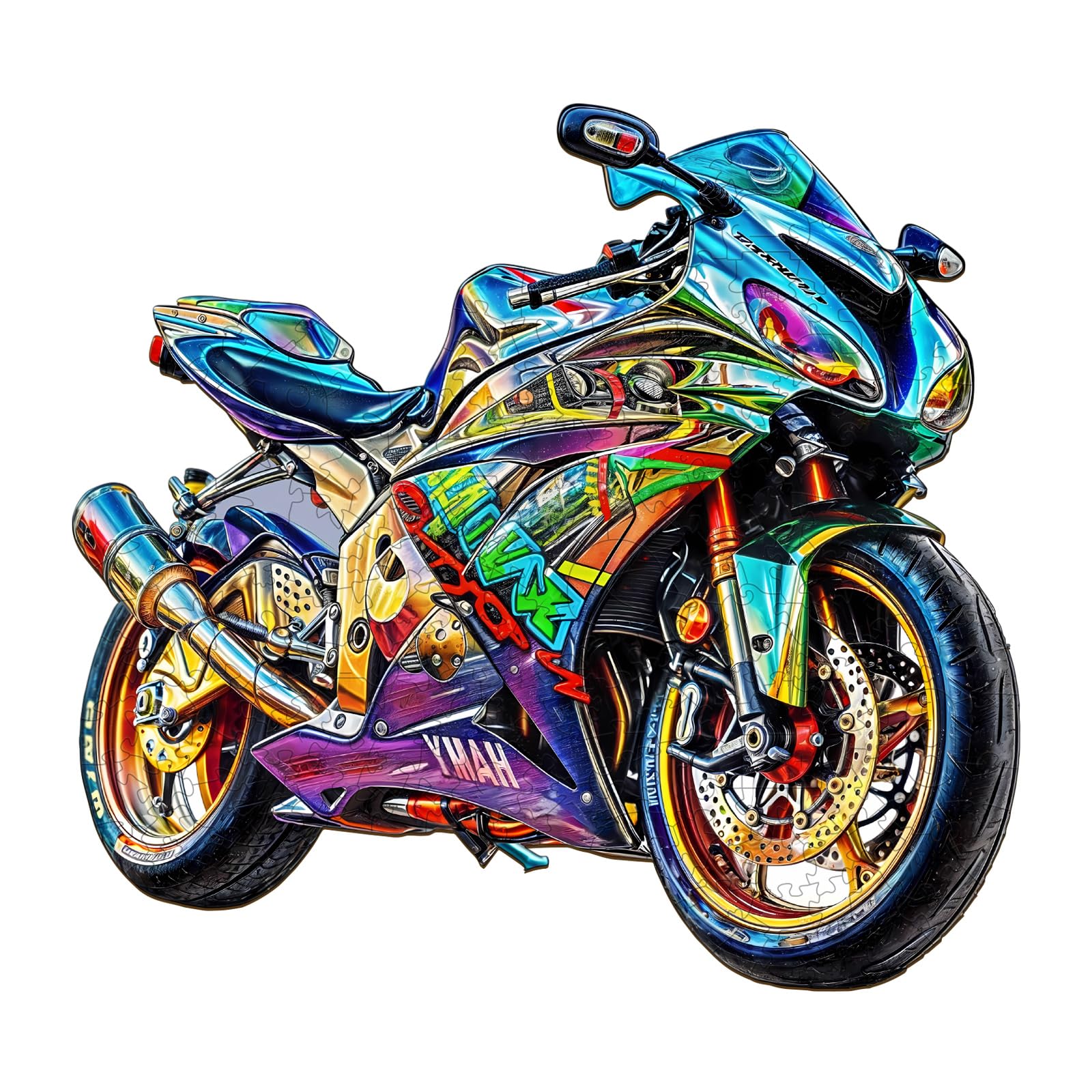 Wooden Puzzles for Adults, Wooden Jigsaw Puzzles for Adults Kids, Motorcycle Wooden Puzzle Unique Shaped Wood Puzzles Adult, Cre