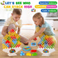 WOWNOVA Deluxe Tetra Tower Game - 64PCS Stacking Blocks for Family Fun, Includes Prize Wheel & Storage Box, Ideal for Kids & Adults