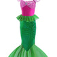bibeikele Girls Mermaid Costume Dress UP Outfit Kids Cosplay with Necklace Mermaid Bag Hairpin 9-10Years(FCFK9-150)