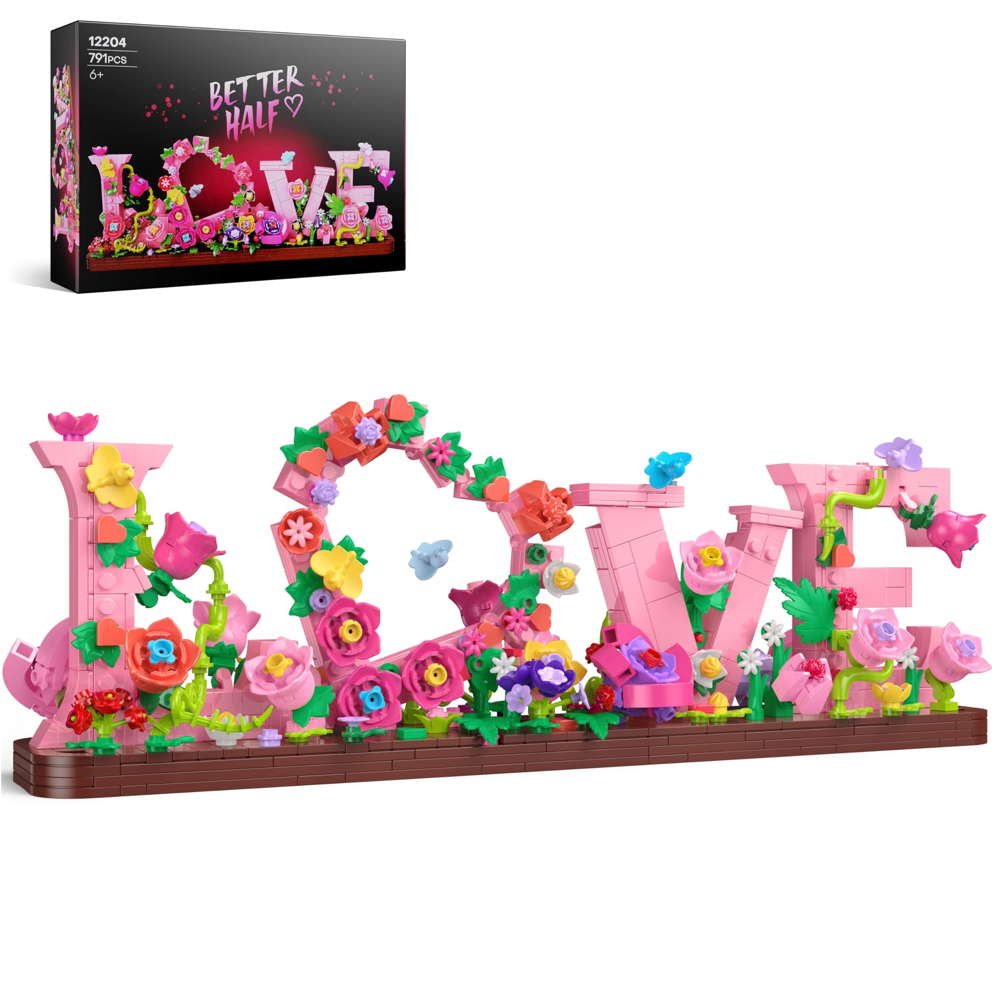 Booyuer Flower Building Set for Love, 791PCS DIY Romantic Floral Brick Kit, Graduation Gift, School Desk Decor, Room Decoration,