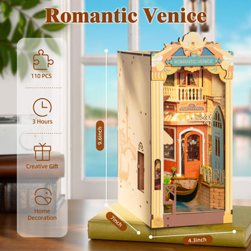 Rowood Book Nook Kit,Diy Book Nook Kits With Dust Cover For Adults,Miniature House 3D Wooden Puzzle Bookend Bookshelf Insert All