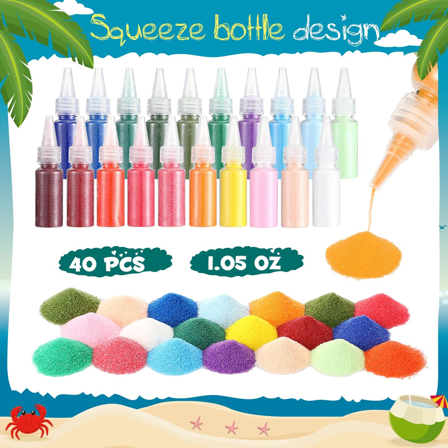 Yinlin 65 Pieces Sand Art Bottle Necklaces for Party Favors 20 Bottles 40 Colored Sand Bulk 5 Funnels Art Crafts Kit for DIY Bir