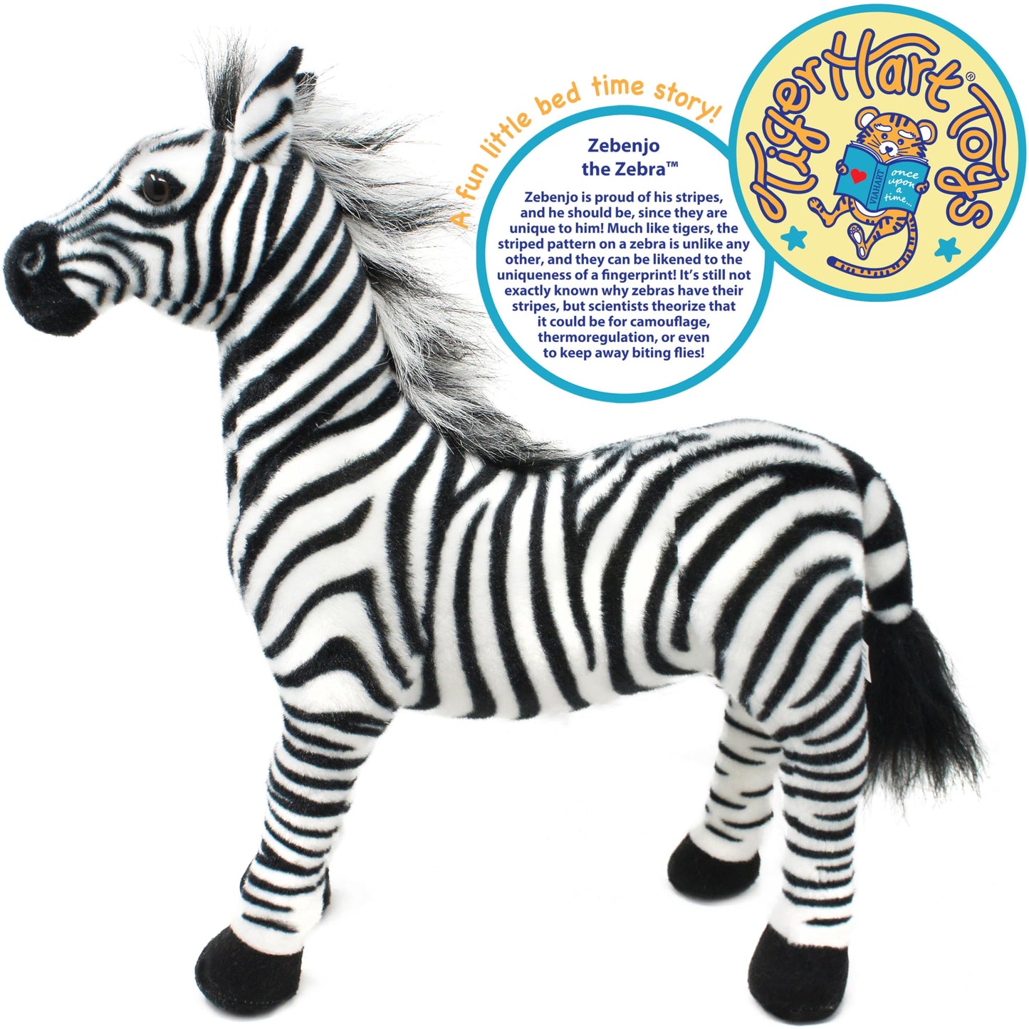 Tigerhart Zebenjo The Zebra - 16 Inch Stuffed Animal Plush
