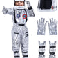Cuffbow 4 Pcs Astronaut Costume Kids For Halloween, Space Helmet Jumpsuit Gloves Shoe Covers Set For Child Teen Boys (Silver,3-4