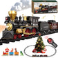 Remote Control Train Set for Kids Electric Steam Engine Locomotive, Cargo Car & Tracks,Trains w/Realistic Smoke,Sounds & Lights,