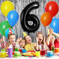 Large Black Number 6 Balloons, 40 Inch Foil Balloons, Giant Number Balloons For Women/Men Birthday Party Anniversary Celebration
