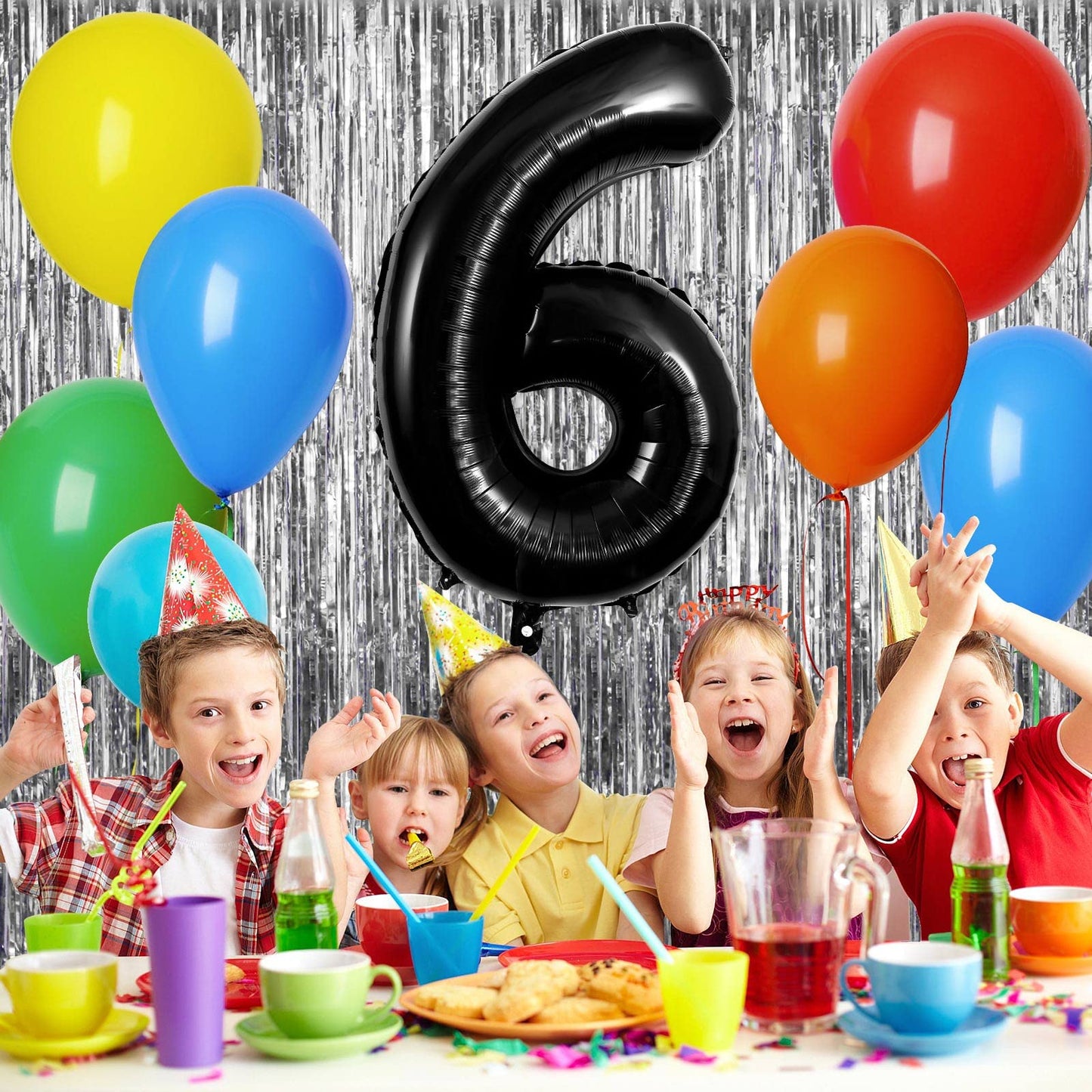 Large Black Number 6 Balloons, 40 Inch Foil Balloons, Giant Number Balloons For Women/Men Birthday Party Anniversary Celebration