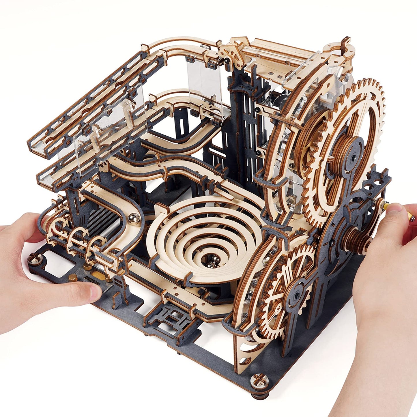 ROKR 3D Wooden Puzzles for mature-themed  Marble Run Puzzle Model Mechanical Marble Run Building Kits DIY Toy Hobbies for mature-themeds for Men  Women