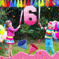 Sratte Number Piñata Pink Piñata Birthday Decorations Gradient With Stick Blindfold Confetti For Girls Boys Birthday Anniversary Party Decorations Supplies(Number 6)