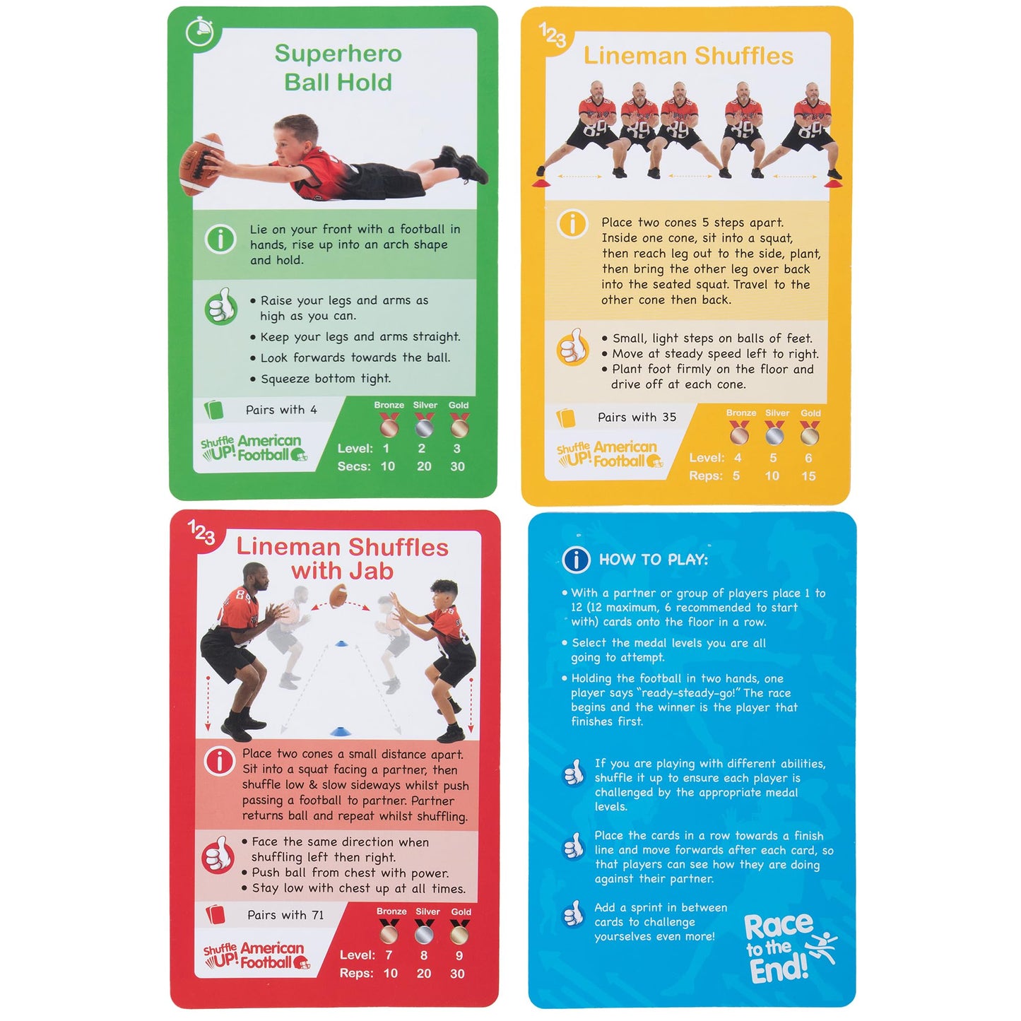 Shuffle Up American Football Card Game - Kids Outdoor Garden Games with 70+ Fun & Active Fitness Workout Cards  American Football Gifts for Boys & Girls  Fun Family Games