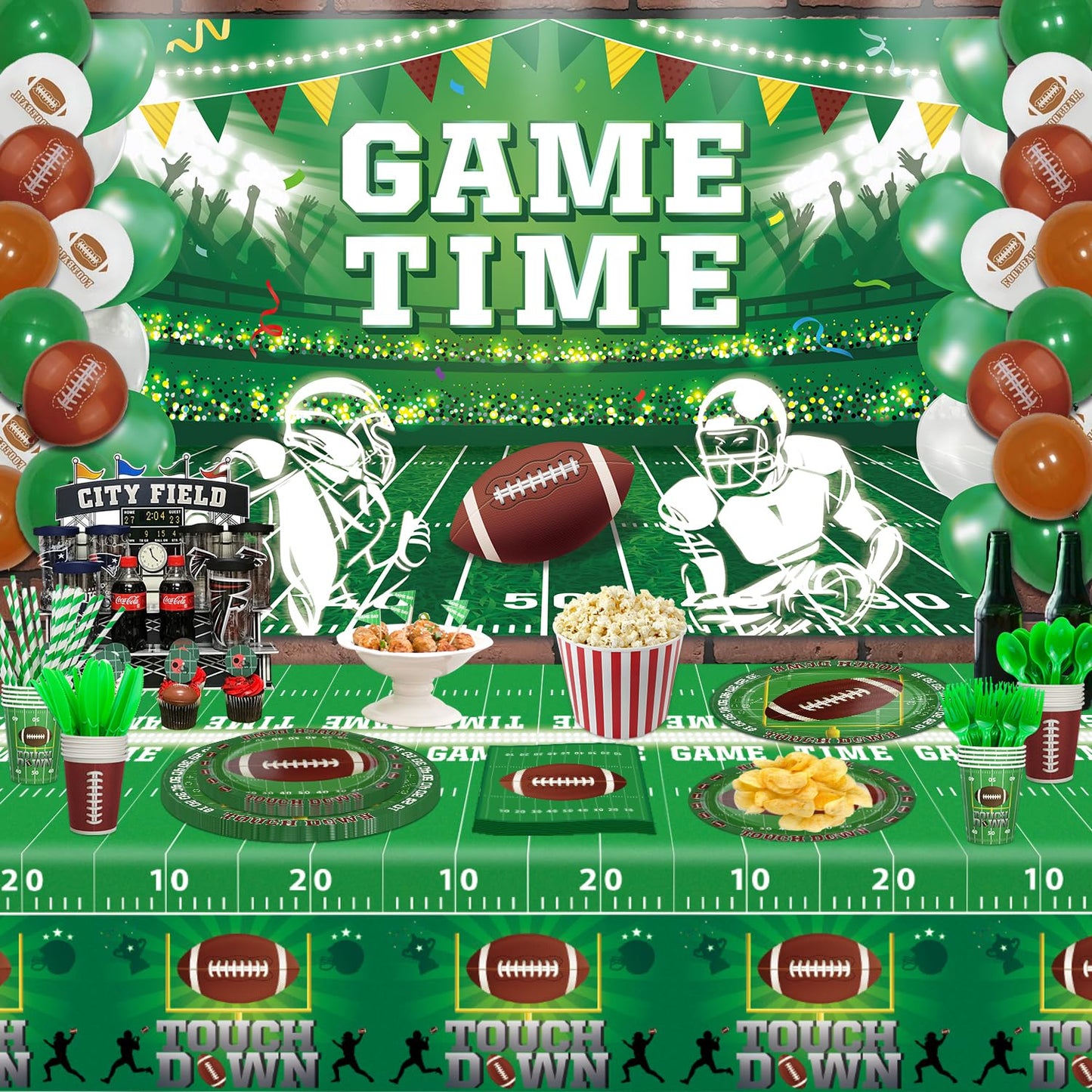 204 Pack Football Birthday Party Decorations Football Party Supplies Tailgate Party Decor Sports Game Tableware Set - Football T