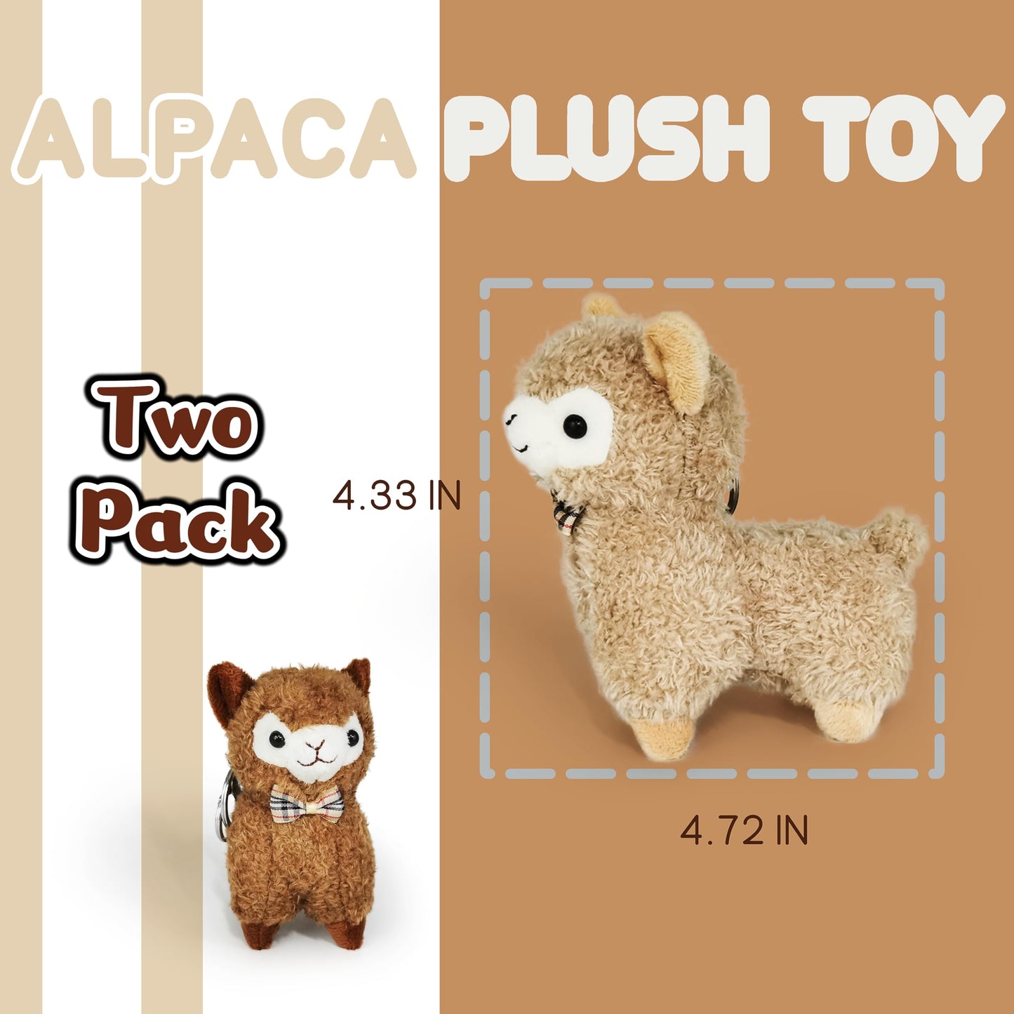 JIAHO 2 Pcs Cute Alpaca Stuffed Animals for Girls and Boys  Soft Mini Alpaca Plush Toys  Sheep Stuffed Animal Bulk  Kawaii Plushies  Treasure Box Plush Doll Toys for Classroom  Christmas Decorations