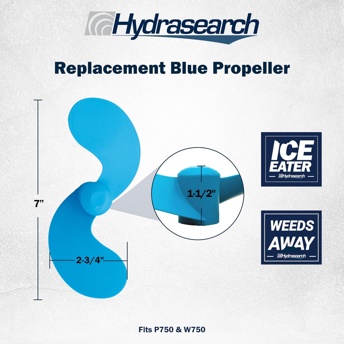 ICE EATER 20005 P750 Blue Replacement Propeller - 7'' Length 1/2-20 Thread for .5'' Shaft, Blue Color Fits Model P750 Weeds Away