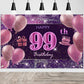 IMISI 99th Birthday Decorations - Happy Birthday Banner, Pink Polyester Backdrop for Women’s Party