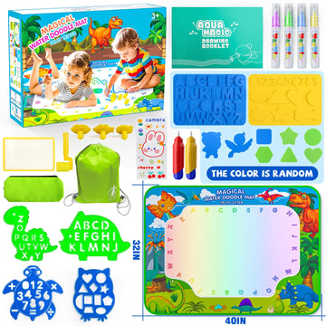 Water Doodle Mat for Kids 32x40 Inch, Reusable Coloring Mat Educational Toy for 3 4 5 6 7 8 Years Old Girls & Boys, Neon Color M