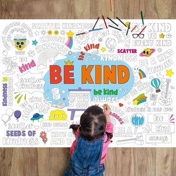 Naozinebi Be Kind Coloring Poster For Kids Giant Coloring Poster Large Positive Coloring Tablecloth Jumbo Coloring Books For Kid
