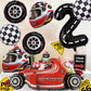 Stcomart 8 Pcs Race Car Party Decorations, Black Number 2 Balloon Checkered Balloons Tire Balloons For Boys 2Nd Birthday