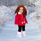 Winter Extravaganza - 3 Piece 18 Inch Doll Outfit - Red Quilted Parka, Black Leggings And White Boots - (Doll Not Included)
