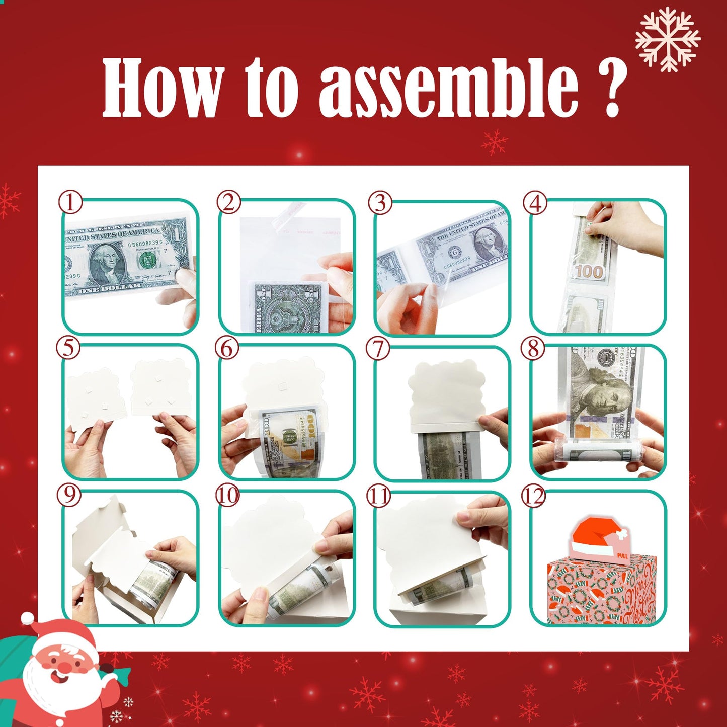 Surprise Money Box Gifts For Christmas, Money Gift Boxes Set For Women Men Girls Boys Friends, Santa Hat Decorations Box For Chr