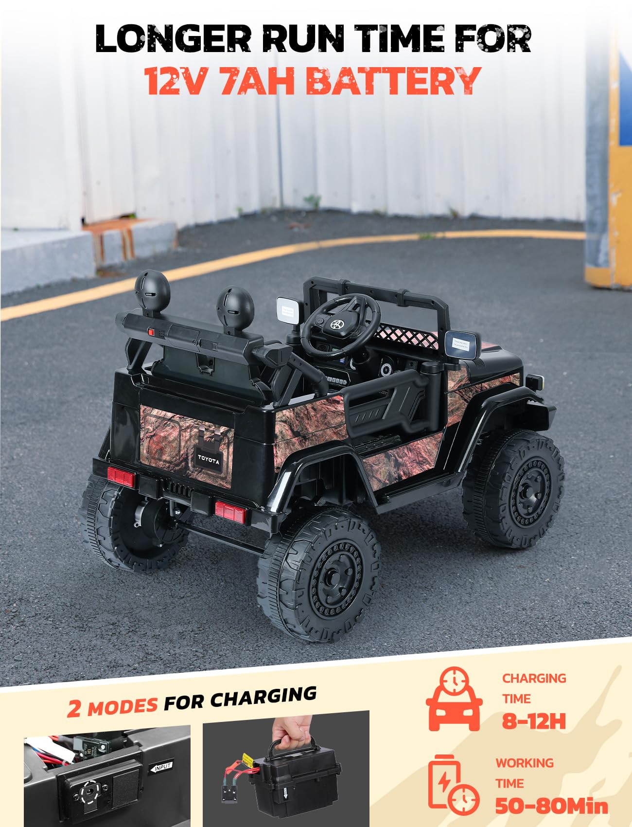 Elemara Ride On Car Fo Kids, Toyota Fj40 Electric Car With Remote, 4.0 Mph Ride On Truck,Jeep For Toddlers, 12V 7Ah Battery Powe