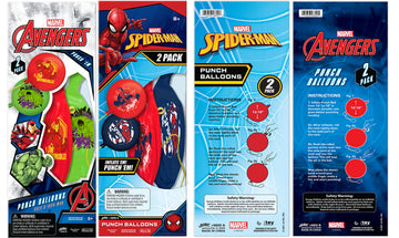 Ja-Ru Marvel Avengers Inflatable Punch Balloons (12 Pack With 24 Punch Balls) Spiderman, Hulk & Iron Man. Super Hero Punching Bag For Kids. Big Bouncy Ball. Birthday Toys Supplies. 6800-12
