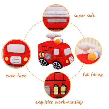 Yonlit Soft Plush Fire Engine Stuffed Truck Toy Super Cute Rescue Vehicle Plushie Excellent Gifts For Kids Or Birthday Party 10 Inches (Fire Engine)